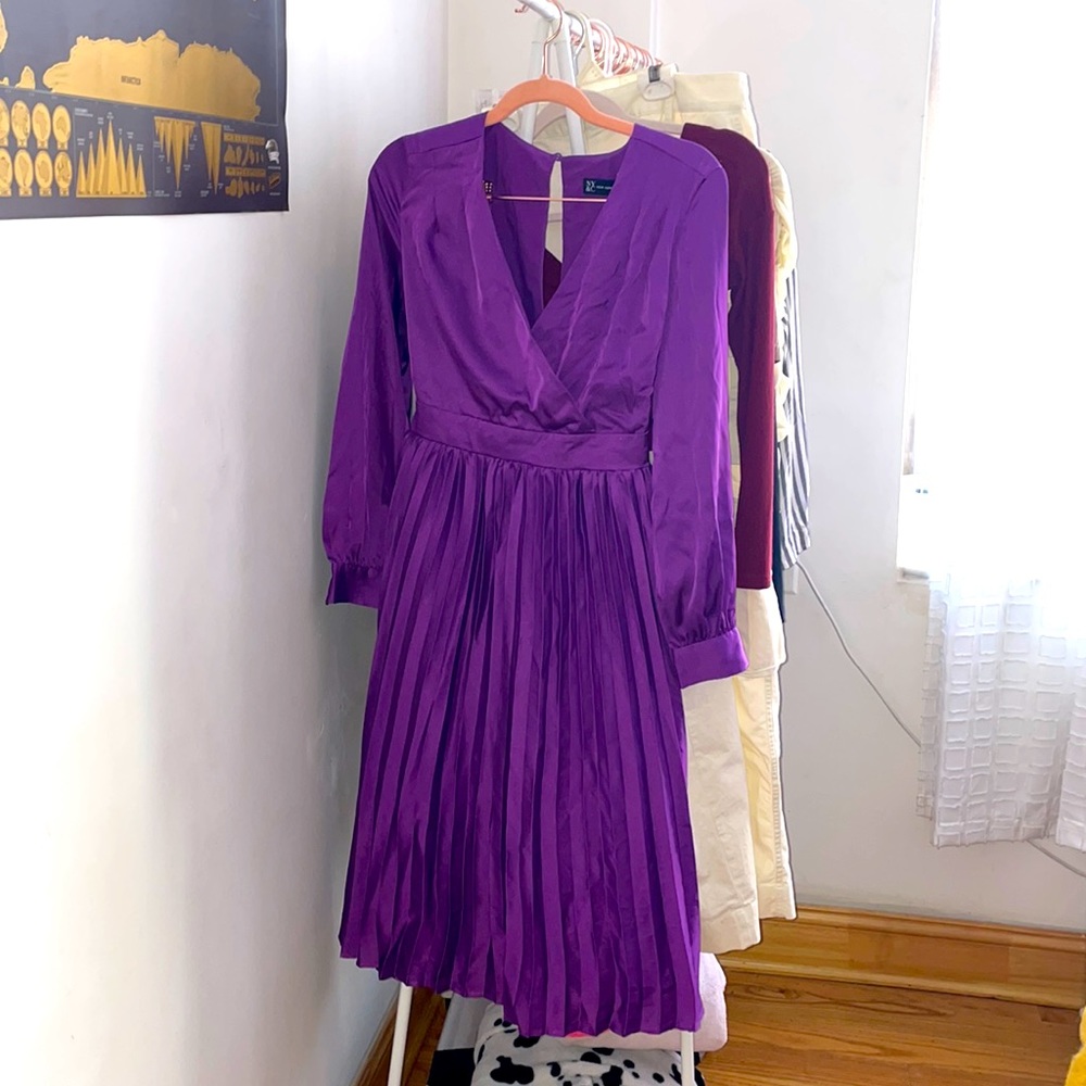 Silky long sleeve purple dress
